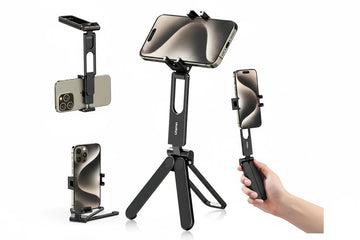 Foldable Phone Tripod -Aluminium All in One Lightweight Portable Vlog Stick for iPhone Samsung