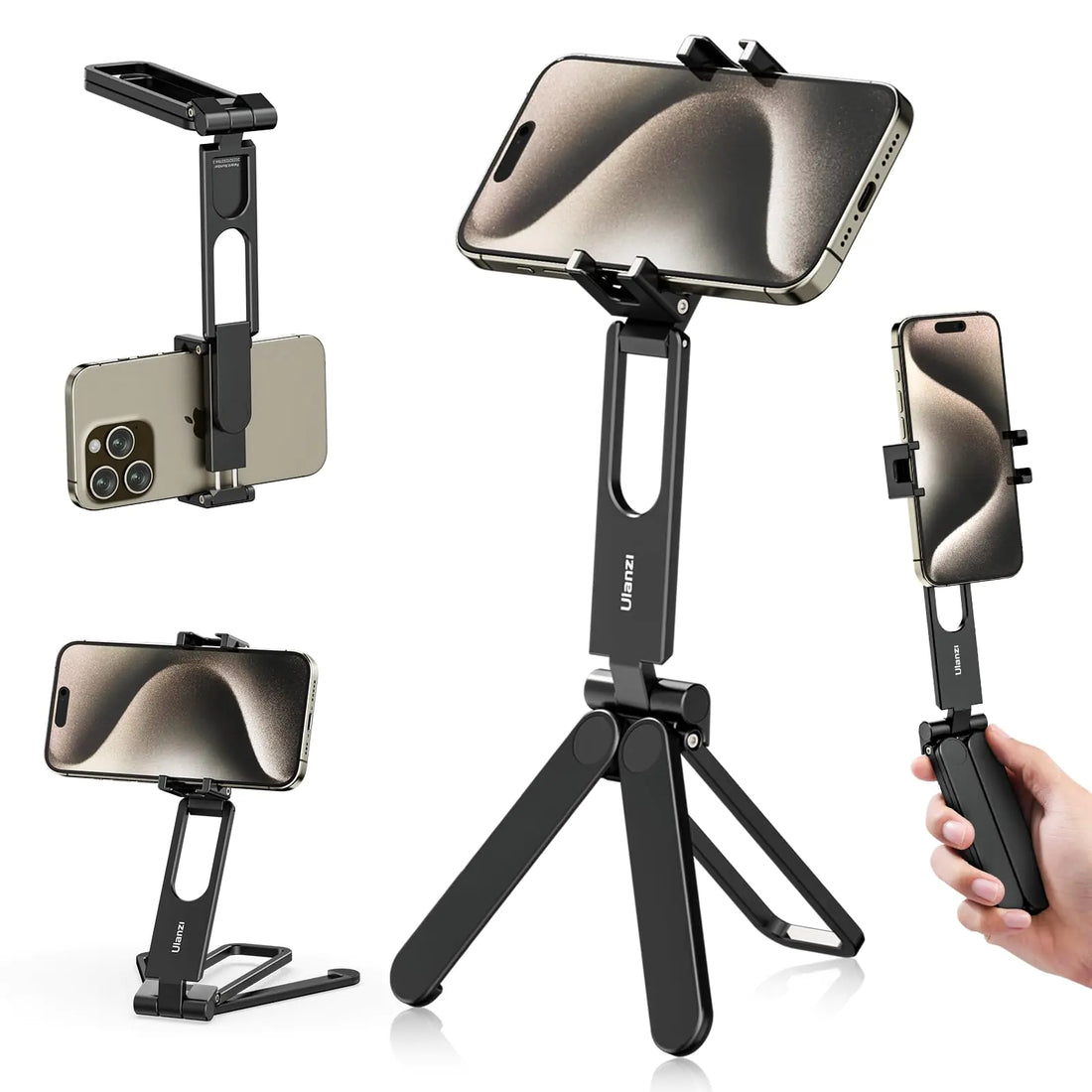 Foldable Phone Tripod -Aluminium All in One Lightweight Portable Vlog Stick for iPhone Samsung
