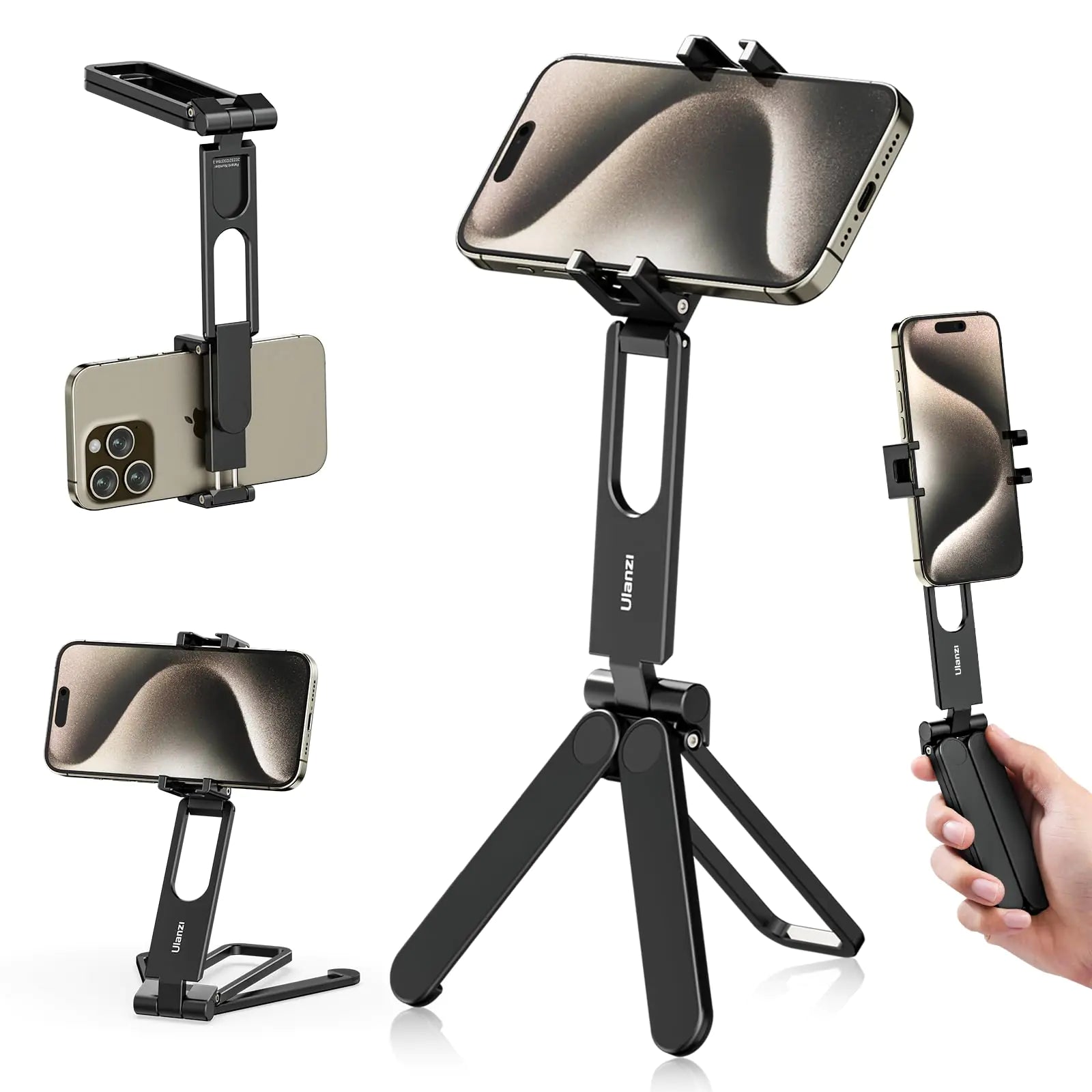 Foldable Phone Tripod -Aluminium All in One Lightweight Portable Vlog Stick for iPhone Samsung